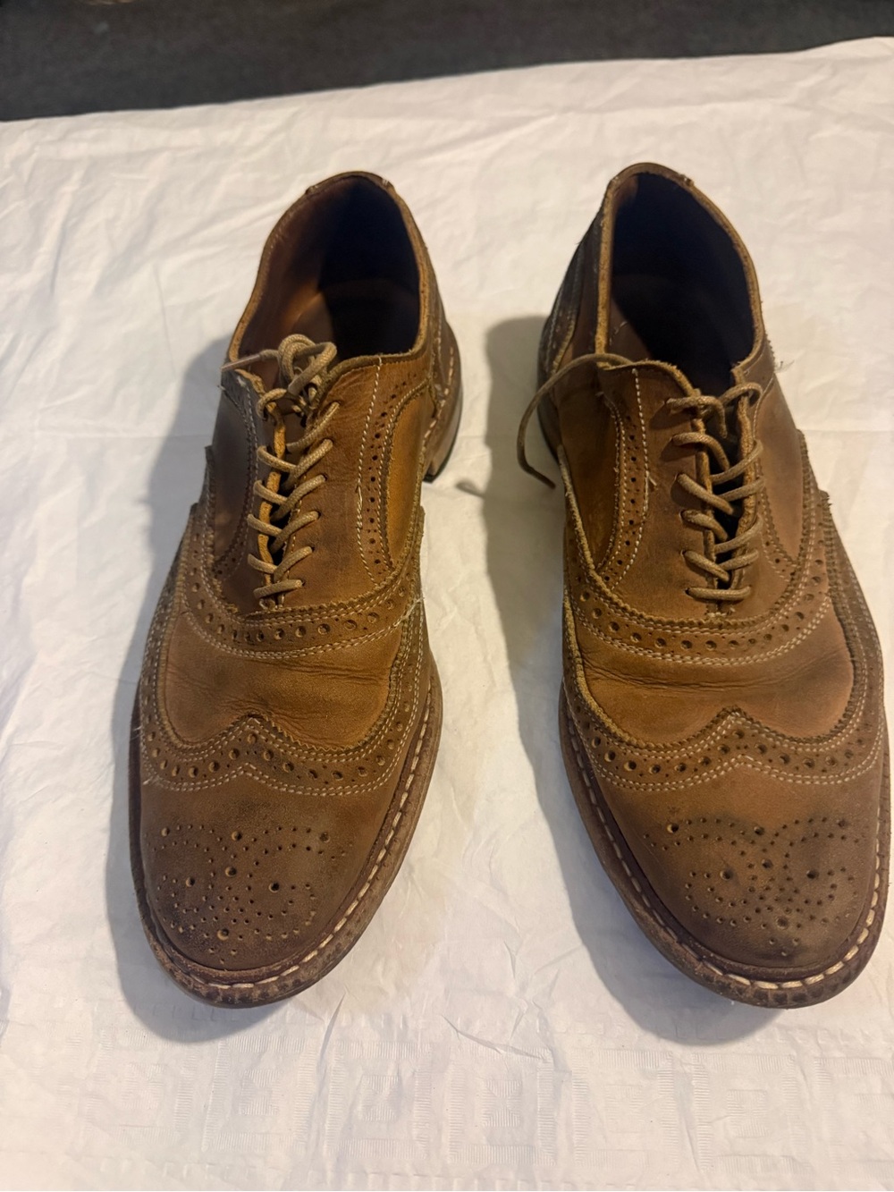 Classic Tan Suede Wingtip Derbys - Lace-Up Men's Dress Shoes